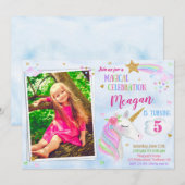 Photo Unicorn invitation anniversaire licorne magi (Devant / Derrière)