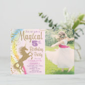 Photo Unicorn Invitations de fête d'anniversaire (Debout devant)