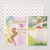 Photo Unicorn Invitations de fête d'anniversaire (Devant / Derrière)
