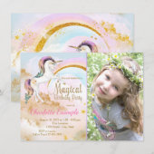 Photo Unicorn Invitations de fête d'anniversaire (Devant / Derrière)