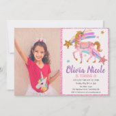 Photo Unicorn Parties scintillant Invitation d'ann (Devant)
