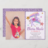 Photo Unicorn Parties scintillant Invitation d'ann (Devant / Derrière)