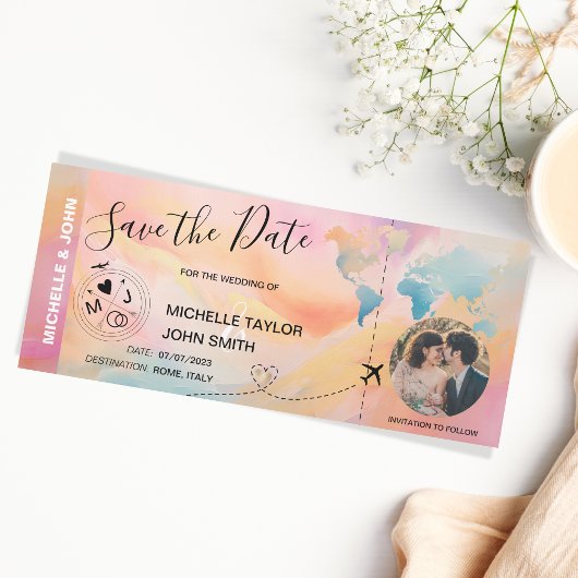 Photo unique Enregistrer la date Carte du Monde du