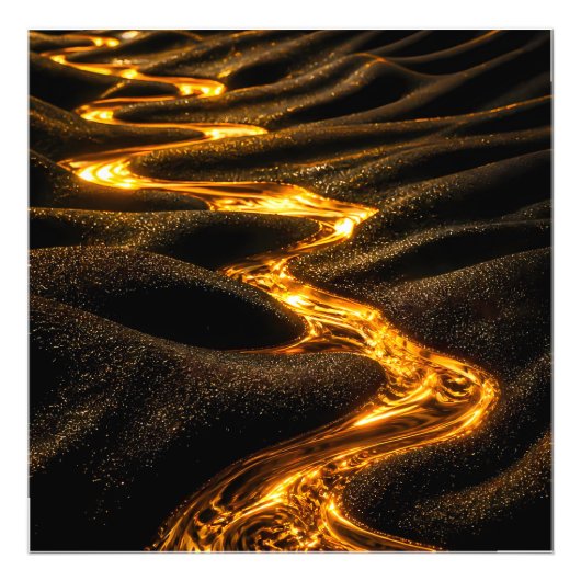 Photo Vagues dorées luxueuses Impression d'art abstrait (Devant)