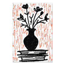 Vase noir, Jardin rouge | Impression d'art illustr