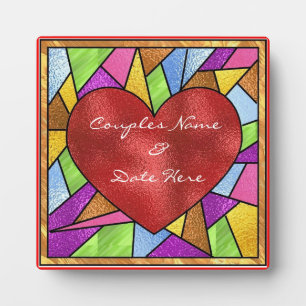 Photo Verre Trait Tiré Design Coeur Mariage Plaque Cadea