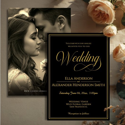 Photo Vintage Black Wedding Invitation