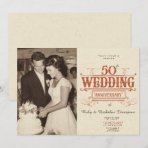 Photo vintage Invitation du 50e anniversaire du Ma