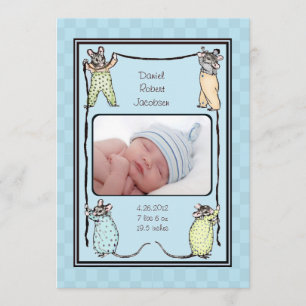 Photo vintage Mouse Baby Boy Faire-part de naissan