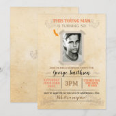 Photo vintage Style Anniversaire Invitations surpr (Devant / Derrière)