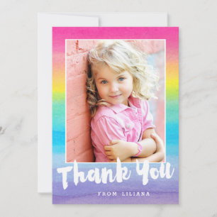 Photo Watercolor Rainbow Carte de remerciements