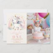 photo Watercolor Unicorn Anniversaire Invitation 1 (Devant)