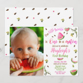 Photo Watermelon birthday invitation 1st birthday (Devant / Derrière)
