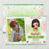 Photo Watermelon invitation à l'anniversaire Un en (Devant / Derrière)