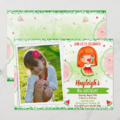 Photo Watermelon invitation d'anniversaire invitat (Devant / Derrière)