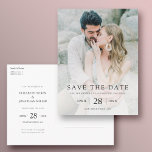 Photo Wedding Enregistrer la date Carte postale<br><div class="desc">Cette photo simple et élégante moderne enregistrer la carte postale mariage date dispose d'un élégant texte noir sur le devant avec un message 'ENREGISTRER LA DATE' au-dessus de vos noms, date et paramètres régionaux mariages. Au verso, vous pouvez décider de supprimer les lignes pour les informations du destinataire si vous...</div>
