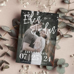 Photo Wedding Enregistrer l'aimant Date | Faux Vel<br><div class="desc">Photo minimaliste enregistrer la carte de date avec une superposition de vellum faux. Cet enregistrement simple et élégant est parfait comme un aimant</div>