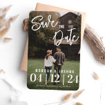 Photo Wedding Enregistrer l'aimant Date | Faux Vel<br><div class="desc">Minimaliste enregistrer l'aimant de date avec une superposition de vellum faux. Cette simple mais élégante sauvegarde la date est parfait comme un aimant!</div>