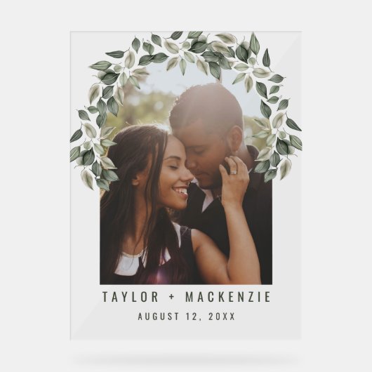 Photo Wedding Personalized Modern Leaf Frame (Recto)