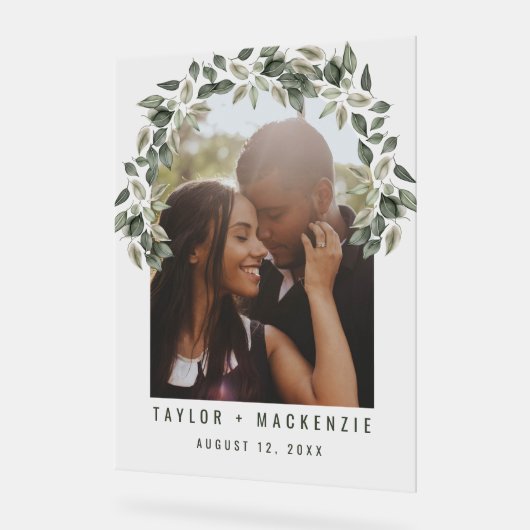 Photo Wedding Personalized Modern Leaf Frame (Angle)