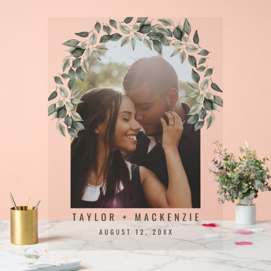 Photo Wedding Personalized Modern Leaf Frame (Mariage)