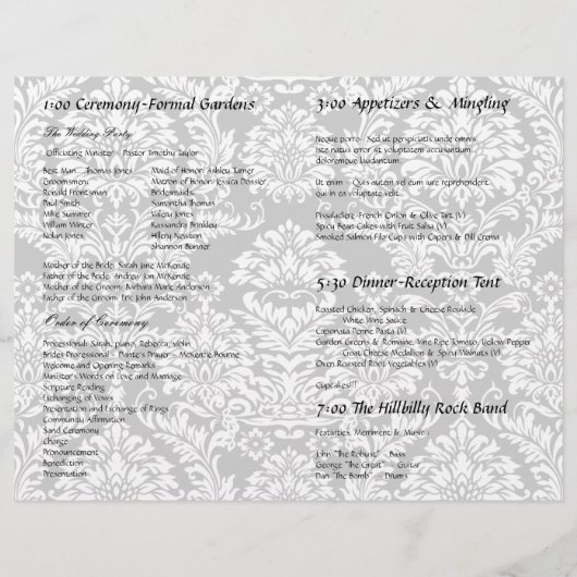 Photo Wedding Program Black Damask (Achterkant)