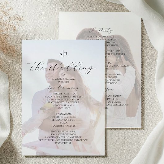 Photo Wedding Program with Monogram Programma