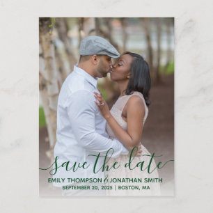 Photo Wedding Save The Date Carte postale en vert