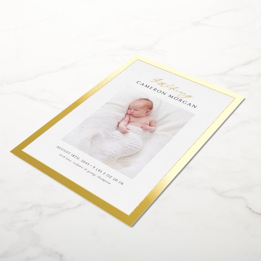 Photo Whimsical Gold Faire-part de naissance (Rotation)