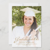 Photo White Gold Script Grad Faire-part 2025 (Devant)