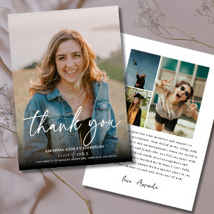 Photo White Graduation Carte de remerciements élég