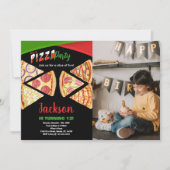 Photo White Red Green Pizza Invitations Anniversai (Devant)