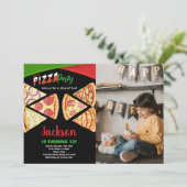 Photo White Red Green Pizza Invitations Anniversai (Debout devant)