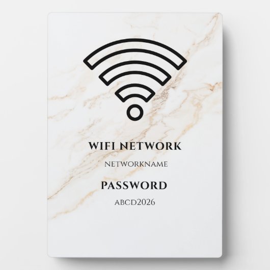 Photo Wifi Network and Password Black Plaque (Devant)