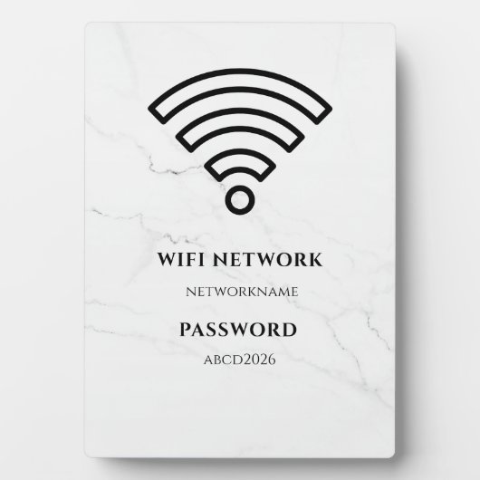 Photo Wifi Network and Password Black Plaque (Devant)