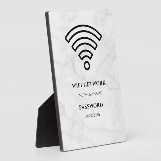 Photo Wifi Network and Password Black Plaque (Côté)