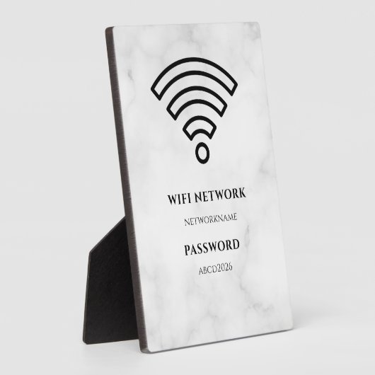 Photo Wifi Network and Password Black Plaque (Côté)