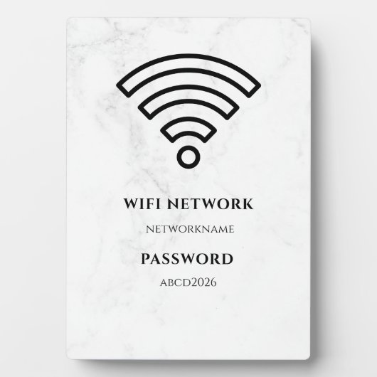 Photo Wifi Network and Password Black Plaque (Devant)