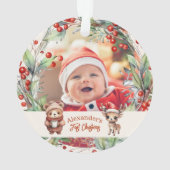 Photo Woodland Animals Baby First Christmas (dos)