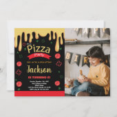 Photo Yellow Red Green Pizza Invitations Anniversa (Devant)