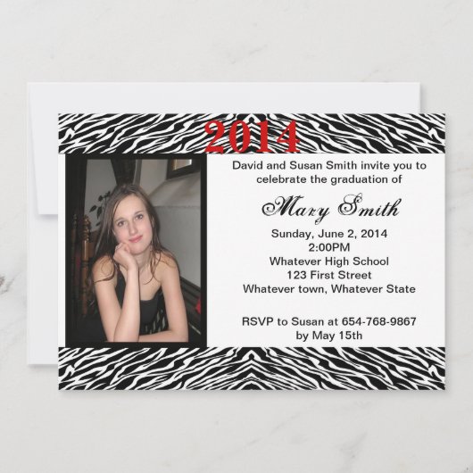 Photo Zebra Graduation Invitation (Devant)