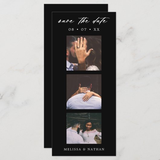 Photobooth Strip Chique Black QR Sla de datum op (Voorkant / Achterkant)