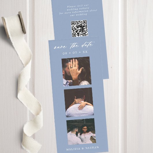 Photobooth Strip QR Blue Wedding Save the Date