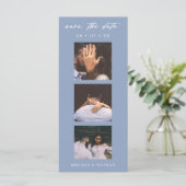 Photobooth Strip QR Blue Wedding Save the Date (Staand voorkant)