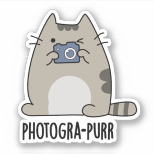 Photogra-purr Cute Cat Photographe Pun Sticker