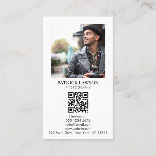 Photographe Autoportrait QR Code Carte de visite (Dos)