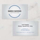 Photographe Blue Camera Lens Carte de visite (Devant / Derrière)