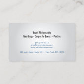 Photographe Blue Camera Lens Carte de visite (Dos)