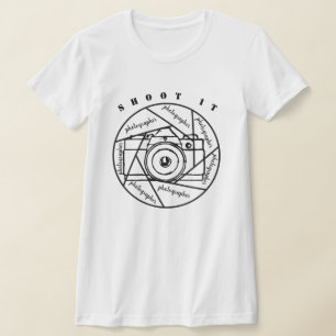 photographe caméra T-shirt noir et blanc