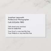 Photographe Carte de visite (Dos)